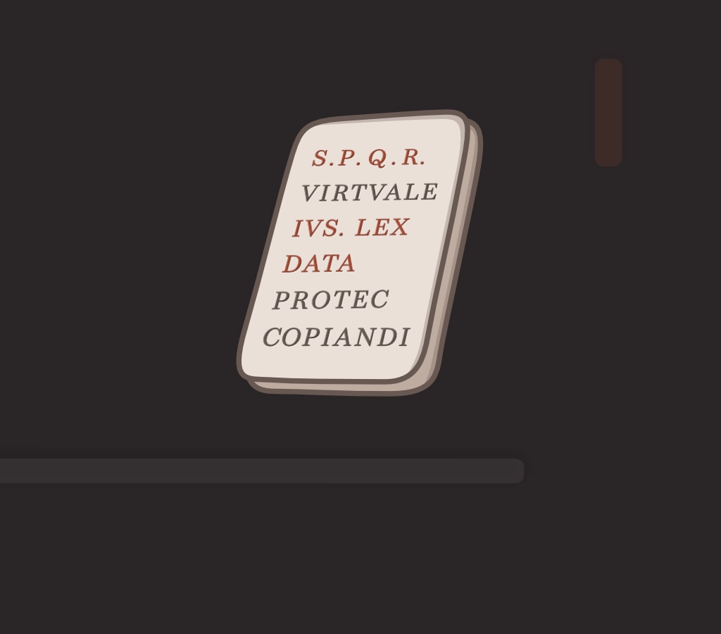 Illustration einer antiken Gesetzestafel als Metapher für rechtliche Hinweise auf der Website